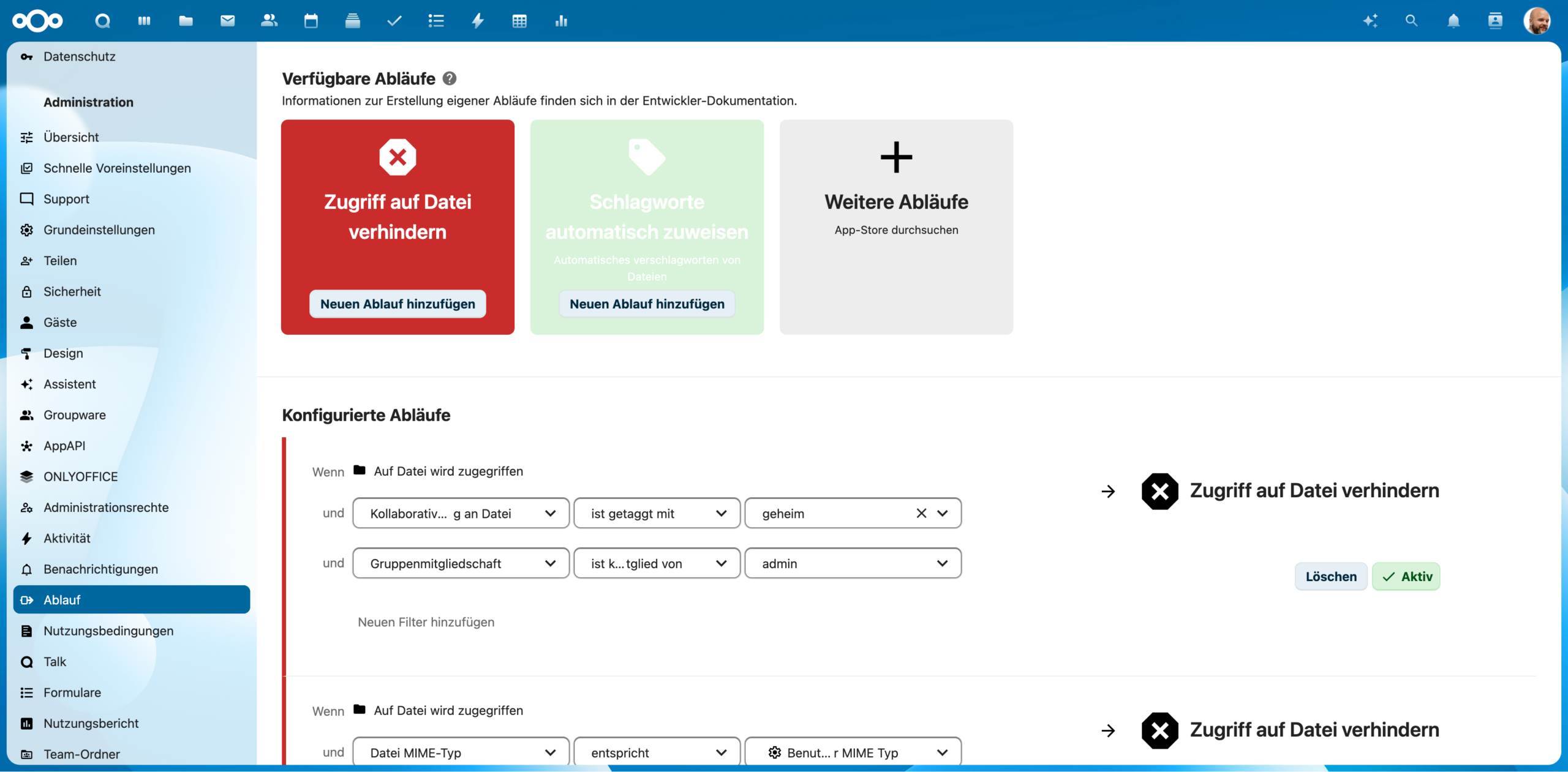 File Access Control – Gespeicherte Regel zur Blockierung des Desktop-Sync-Zugriffs