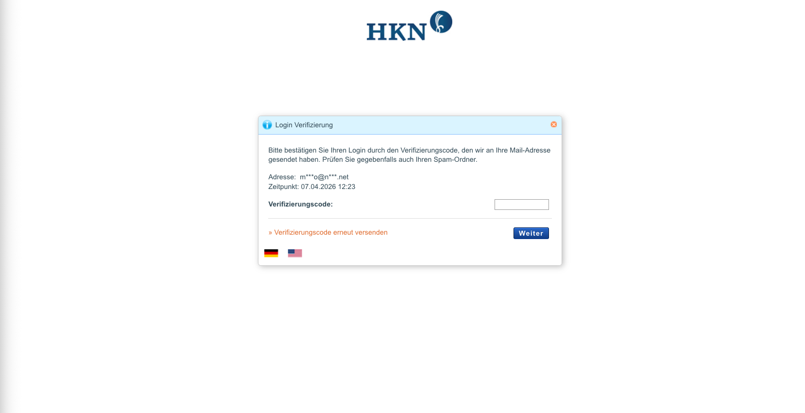 Login Verifizierung – Verifizierungscode per E-Mail eingeben